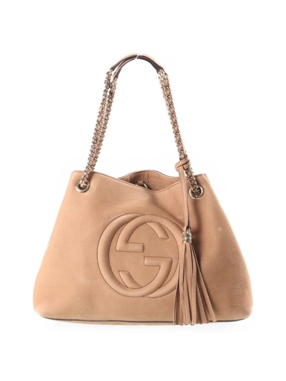 Gucci Soho Chain Shoulder Bag Interlocking G Leather Beige